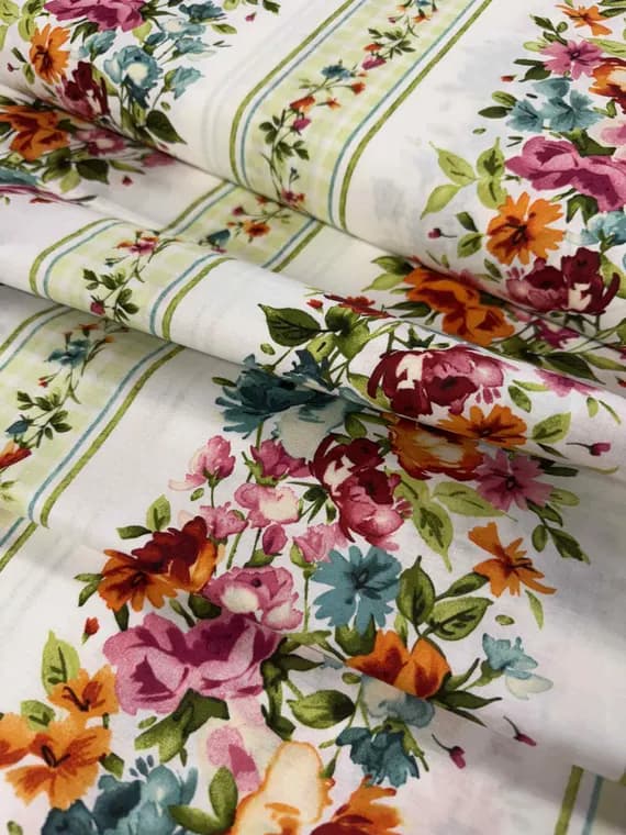 cotton fabric - Bloom On by Maywood Studio 100% Cotton Fabric - Floral Stripe