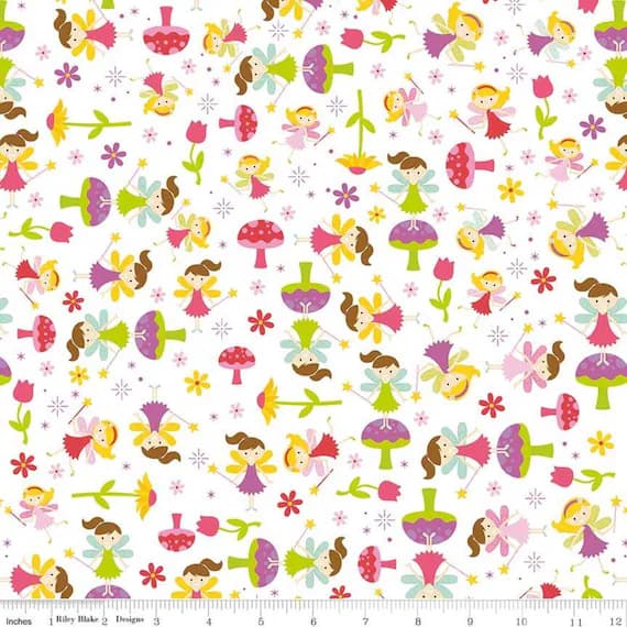 white cotton fabric - Fairy Garden Toss White - Riley Blake Cotton Fabric