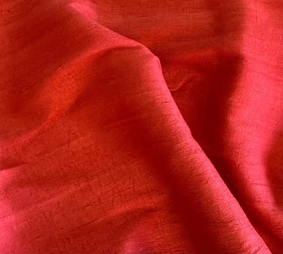 scarlet dupioni fabric - Hand Dyed SCARLET RED Silk DUPIONI Fabric