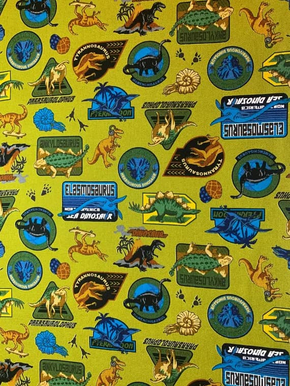 green cotton fabric - Dinosaurs on Green - Kids Room - Cosmo Japan Cotton Oxford Fabric