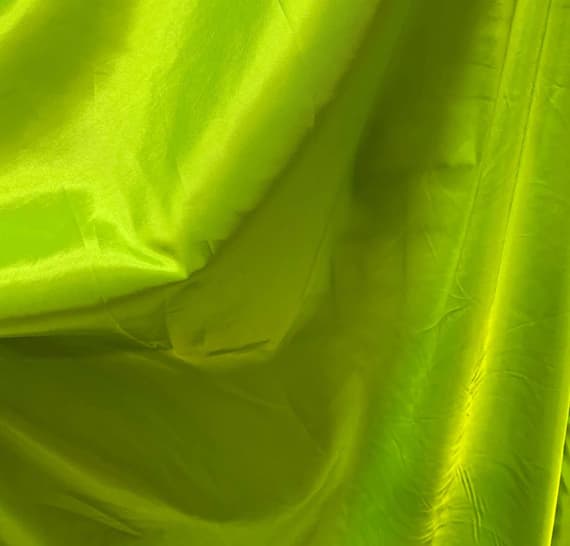 green taffeta fabric - Neon Green - Faux Silk Taffeta Fabric