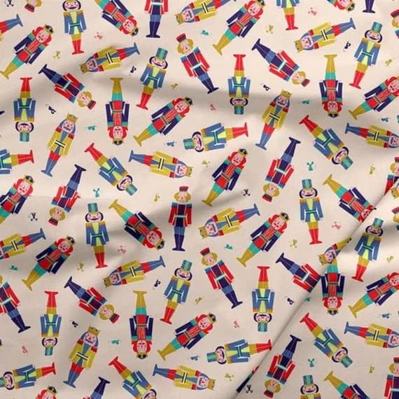white cotton fabric - Night of Nutcracker Tossed White NC - Paintbrush Studio Cotton Fabric