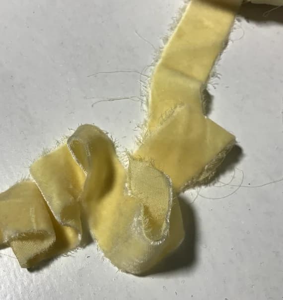 yellow none - Hand Dyed Butter Yellow Silk Velvet Ribbon ( 4 Widths to choose from)