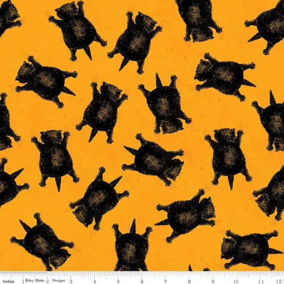 orange cotton fabric - Scaredy Cats Toss Orange - Goose Tales - by J. Wecker Frisch for Riley Blake Fabrics 100% Cotton Fabric