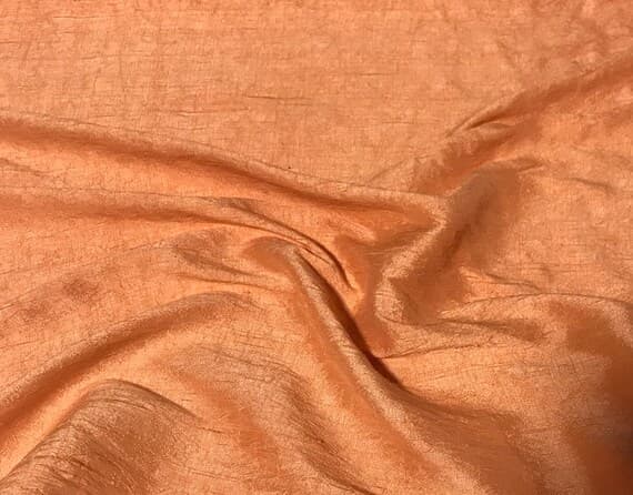 orange dupioni fabric - Hand Dyed Persimmon Orange - Silk Dupioni Fabric