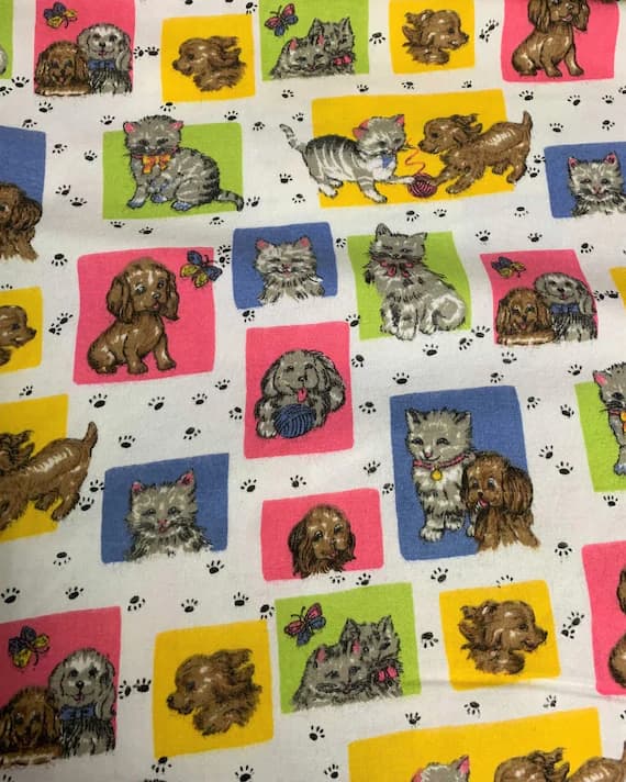 cotton fabric - Kittens & Puppies - Timeless Treasures Cotton Flannel Fabric