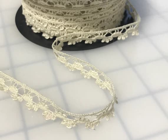 ivory lace - Ivory Cotton Edge Lace Made in France (1/2" wide) -By the Yard-