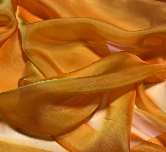 orange chiffon fabric - Golden Orange - Iridescent Silk Chiffon Fabric