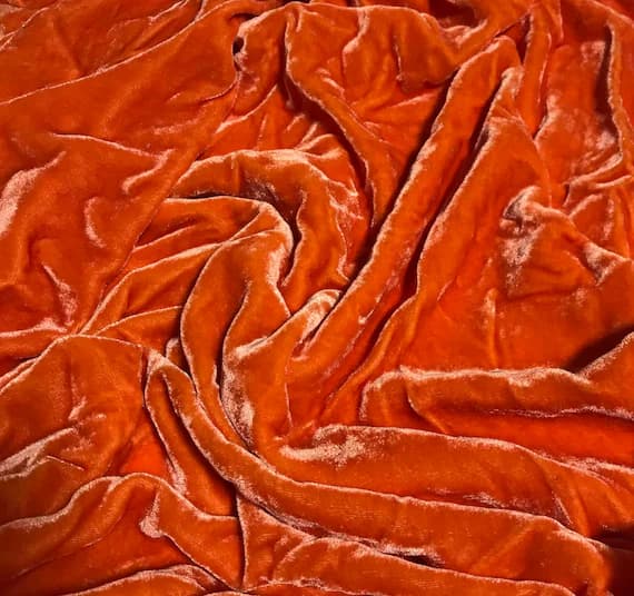 orange velvet fabric - DEEP ORANGE Hand Dyed Silk Velvet Fabric
