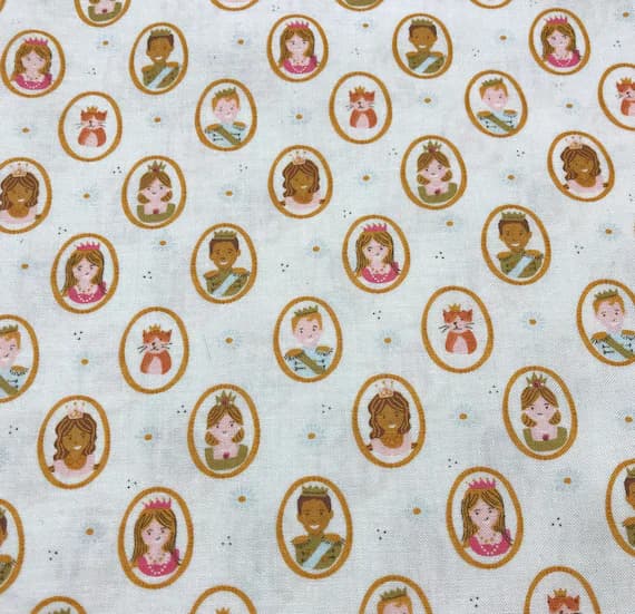 cream cotton fabric - Guinevere Royal Cameos Cream - Riley Blake Cotton Fabric