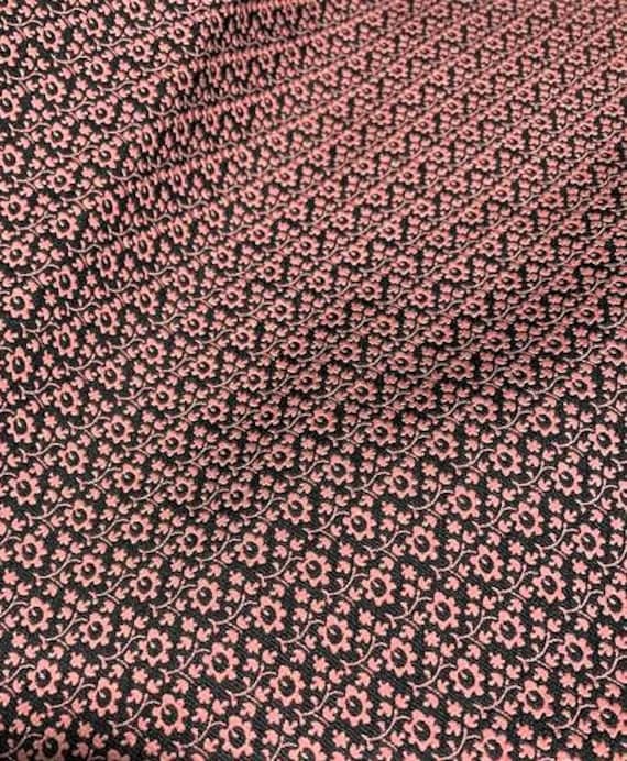 black brocade fabric - Pink & Black Floral - Polyester/Silk Brocade Fabric