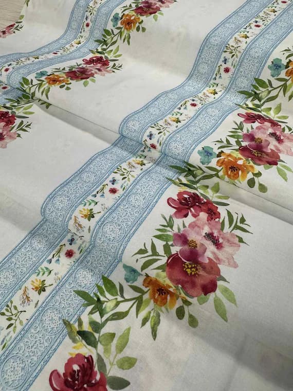 cotton fabric - Watercolor Beauty Floral Stripe by In The Beginning 100% Cotton Fabric