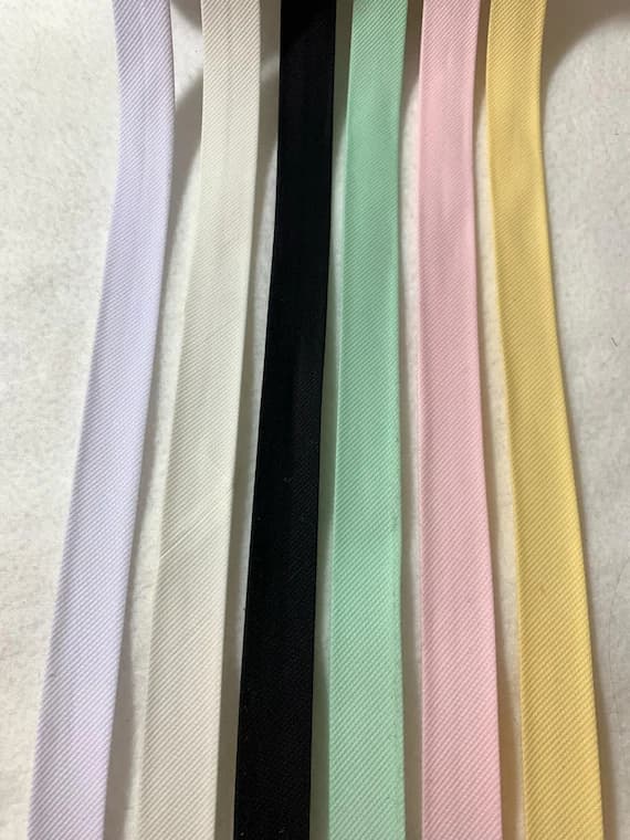 none - Pique Single Fold Cotton/Poly Bias Tape Made in France 3/4" (6 Colors to Choose From)