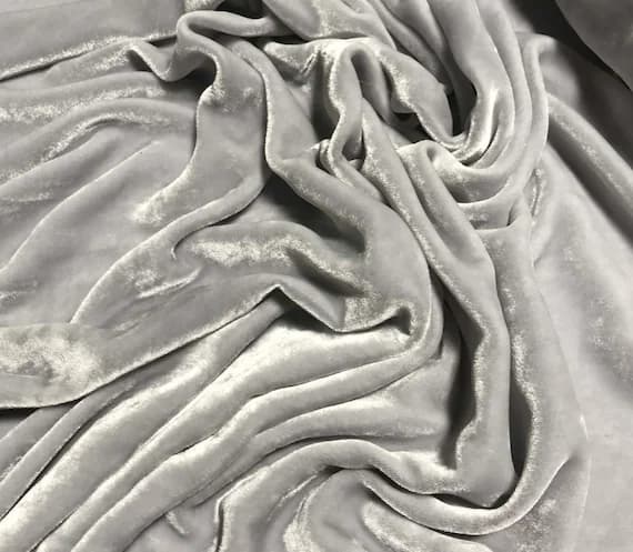 silver velvet fabric - SILVER Hand Dyed Silk Velvet Fabric