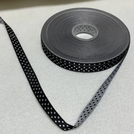 black none - Black & White Reversible Polka Dot Jacquard Ribbon Trim Made in France 3/8" wide