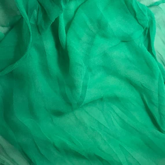 emerald chiffon fabric - Hand Dyed EMERALD GREEN - Silk Gauze Chiffon Fabric