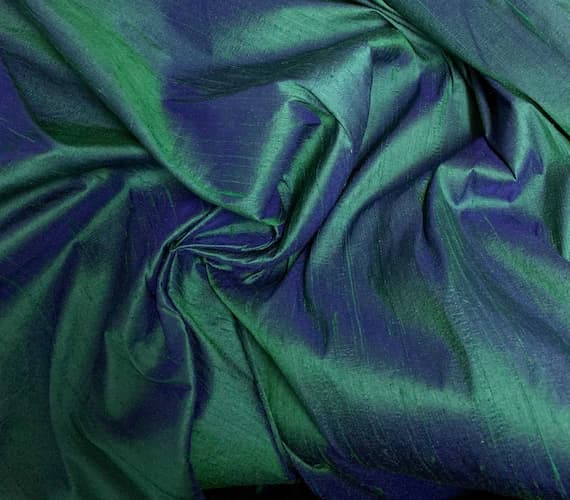 emerald dupioni fabric - Royal Blue & Emerald Green - 100% Silk Dupioni Fabric