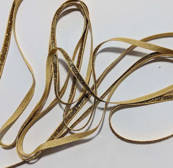 gold none - French VELVET Ribbon Lurex Metallic GOLD 2 yards x 5mm 1/4 inch