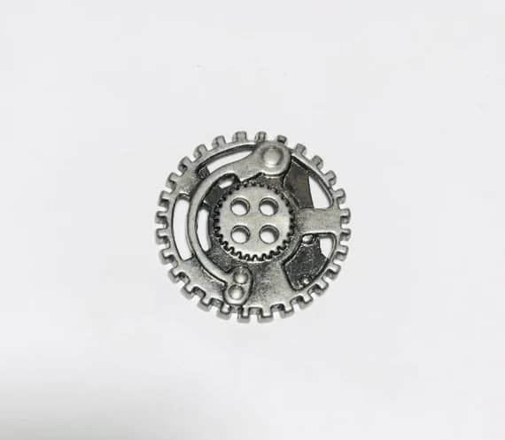 silver none - Silver Steampunk Gears Metal Button - 30mm / 1 3/8 inch - Dill Buttons Brand