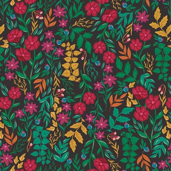 cotton fabric - Luminous Floriculture - The Flower Society - Art Gallery Cotton Fabric