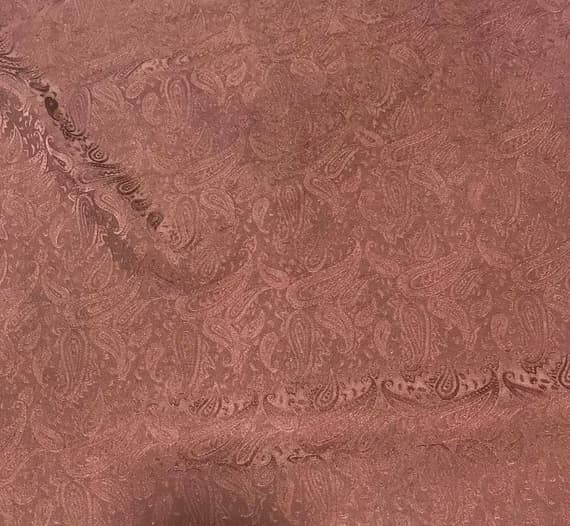 brown silk fabric - Hand Dyed Mahogany Brown PAISLEY - Silk Jacquard Fabric