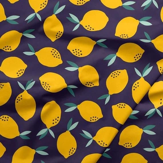 navy cotton fabric - Fruity Lemons Navy - Paintbrush Studio Cotton Fabric