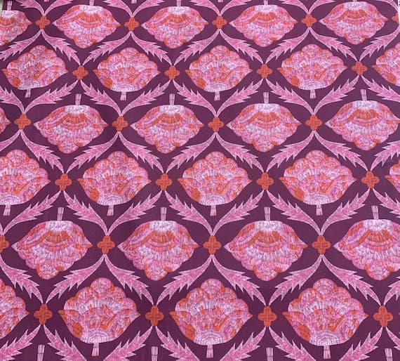plum cotton fabric - Plum Multi Embroider Bloom - Glasshouse - by Emily Taylor for Figo 100% Cotton Fabric