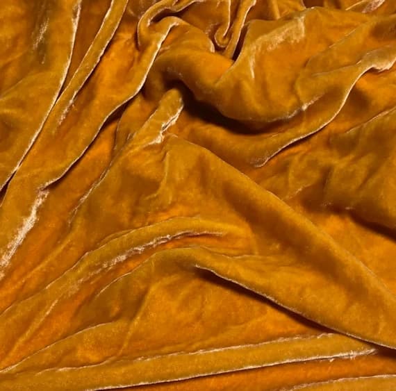 velvet fabric - GOLDEN POPPY Hand Dyed Silk Velvet Fabric