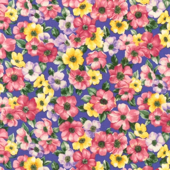pink cotton fabric - Woodside Blossom Periwinkle & Pink - Robert Kaufman Cotton Fabric