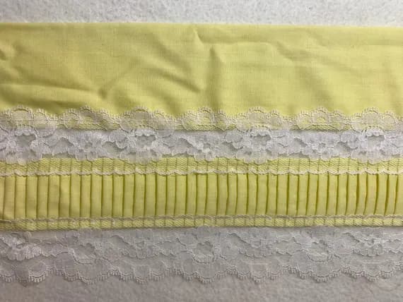 yellow lace - Vintage 7.5" Wide Cotton Trim - Pleated Yellow with Lace