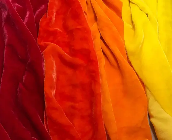 velvet fabric - Bright Autumn Sample Set - Hand Dyed Silk Velvet Fabric - 1/4 Yard x 45" Each