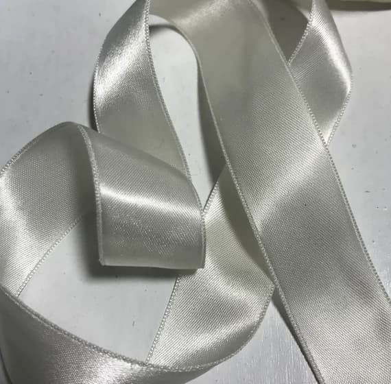 white none - Off White 7/8" Vintage Grayblock Double Faced Satin Ribbon