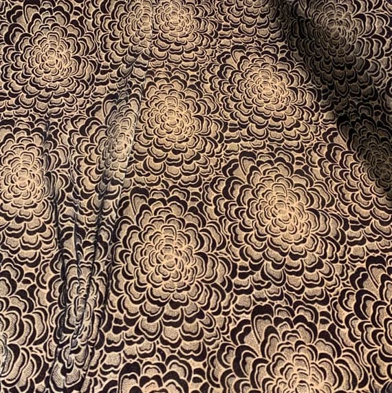 brown velvet fabric - Brown Mums - Stretch Polyester Flocked Velvet Fabric