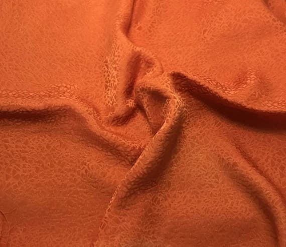 orange silk fabric - Hand Dyed Pumpkin Orange Pebbles - Silk Jacquard Fabric