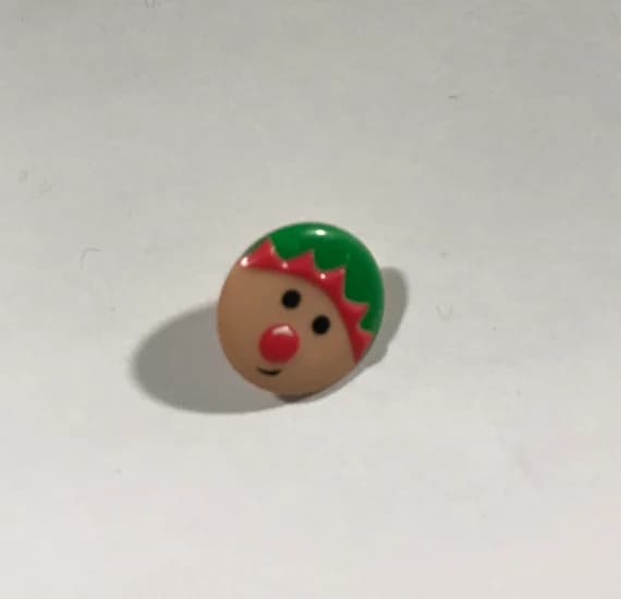 none - Elf Face Christmas Plastic Button - Dill Buttons Brand (2 Sizes to Choose From)