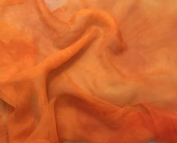 orange chiffon fabric - Hand Dyed PUMPKIN ORANGE - Silk Gauze Chiffon Fabric