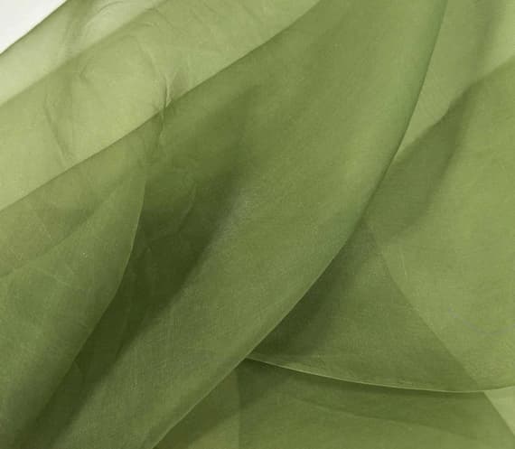 green organza fabric - Hand Dyed AVOCADO GREEN - Silk Organza Fabric
