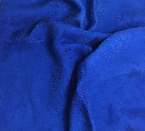 sapphire silk fabric - Hand Dyed Sapphire Blue Pebbles - Silk Jacquard Fabric