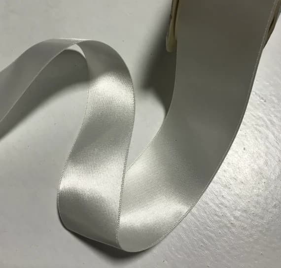 white none - White 1 1/2" Vintage Grayblock Double Faced Satin Ribbon