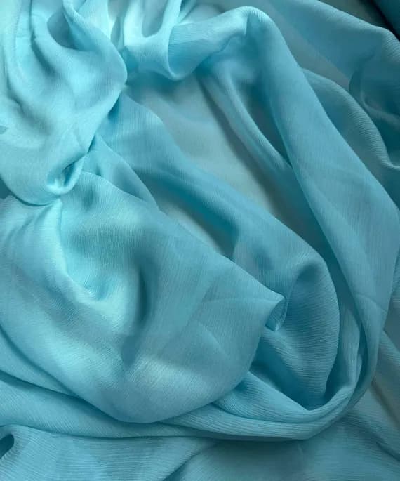 green chiffon fabric - Robin's Egg Blue Green - Crinkle Silk Chiffon Fabric