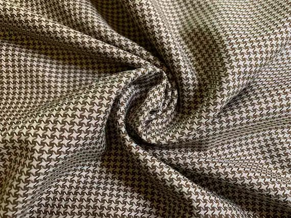 cream satin fabric - Vintage Brown & Cream Micro Houndstooth Jacquard Fabric
