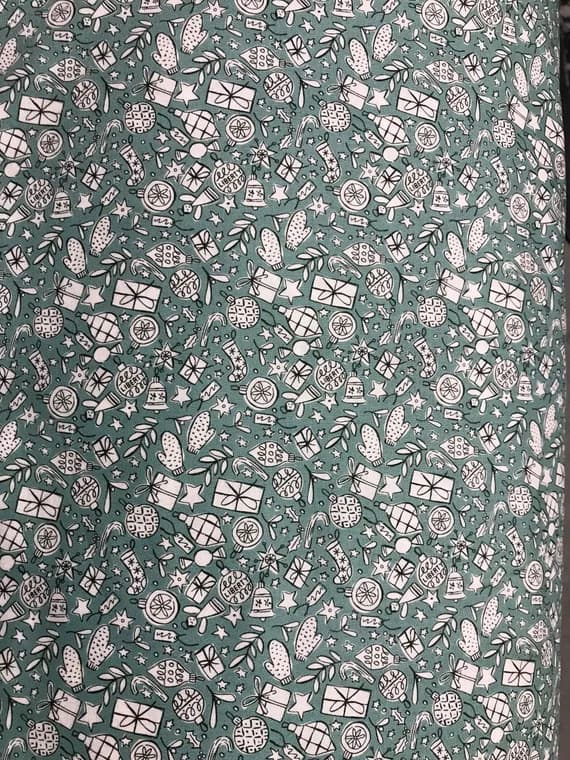 green cotton fabric - Festive Cheer Green Seasons Greetings Collection - Liberty of London Cotton Fabric