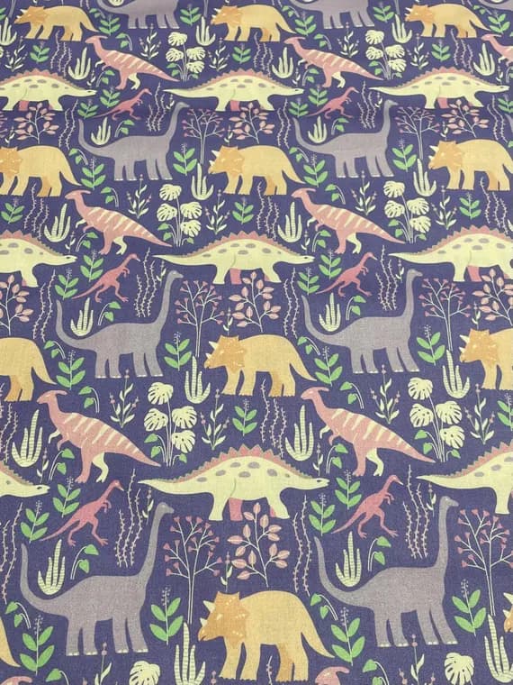 purple cotton fabric - Dinosaur Stories - Land Dinos Purple - Paintbrush Studio Cotton Fabrics