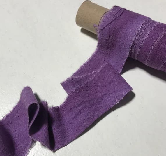 purple none - Hand Dyed Purple 100% Silk Noil Ribbon ( 3 Widths to choose from)