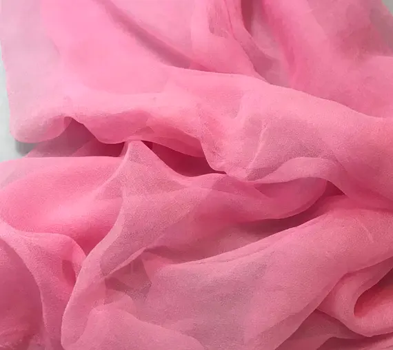 pink chiffon fabric - Silk Gauze Chiffon - Hand Dyed Baby Pink - 42" wide