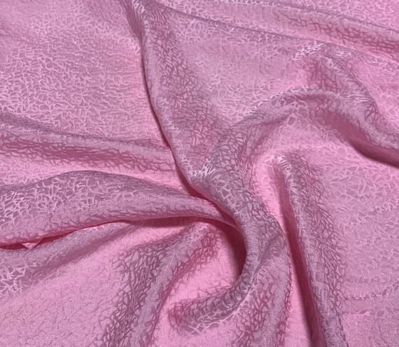 pink silk fabric - Hand Dyed Ballerina Pink Pebbles - Silk Jacquard Fabric