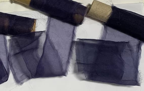 blue none - Midnight Blue Hand Dyed 100% Silk Sheer Organza Ribbon ( 4 Widths to choose from)