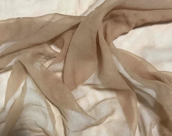 chiffon fabric - Hand Dyed TAN - Silk Gauze Chiffon Fabric