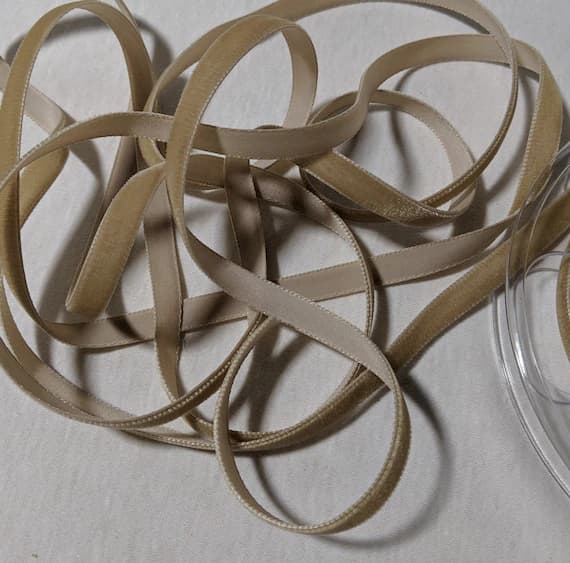 taupe none - French VELVET Ribbon TAUPE by the yard 3/8 inch