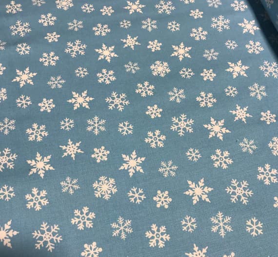 blue cotton fabric - Snowflakes on Blue - Hamil Textiles Cotton Fabric